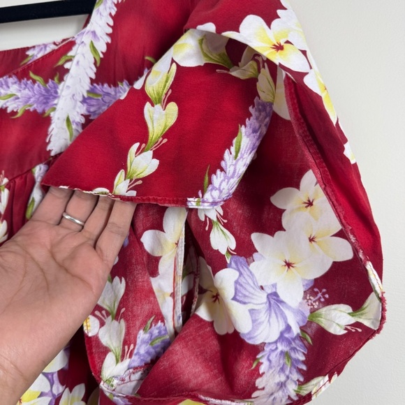 Vintage Royal Hawaiian Creations Puff Sleeves Red Floral Dress Size 4XL - Picture 5 of 14